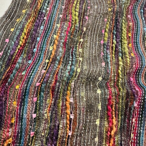 Anika Dali Infinity Scarf Cowl Snood Multicolor Threads Silver Shimmer 34x17” - Picture 2 of 8